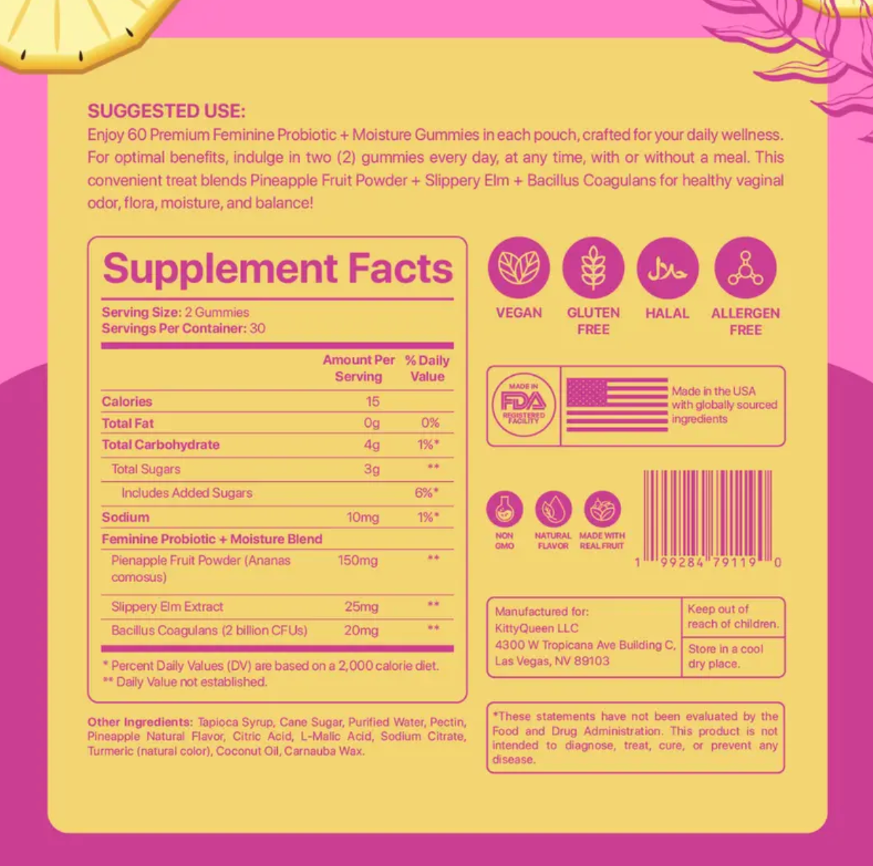 🔥Hot Sale 49% OFF🔥Slippery Kitty Feminine Probiotic + Moisture Gummies