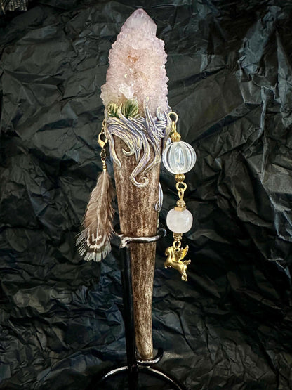 🔮 Crystal Wand – Spirit Quartz (One of a Kind) ✨ Rituals, and Decor, Crystal Healing Wand, Spelling Wand Witch Tool