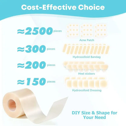 LIFARA Hydrocolloid Roll for Wound Care(2in*10ft, 19.7mil/ 0.5mm Thickness)