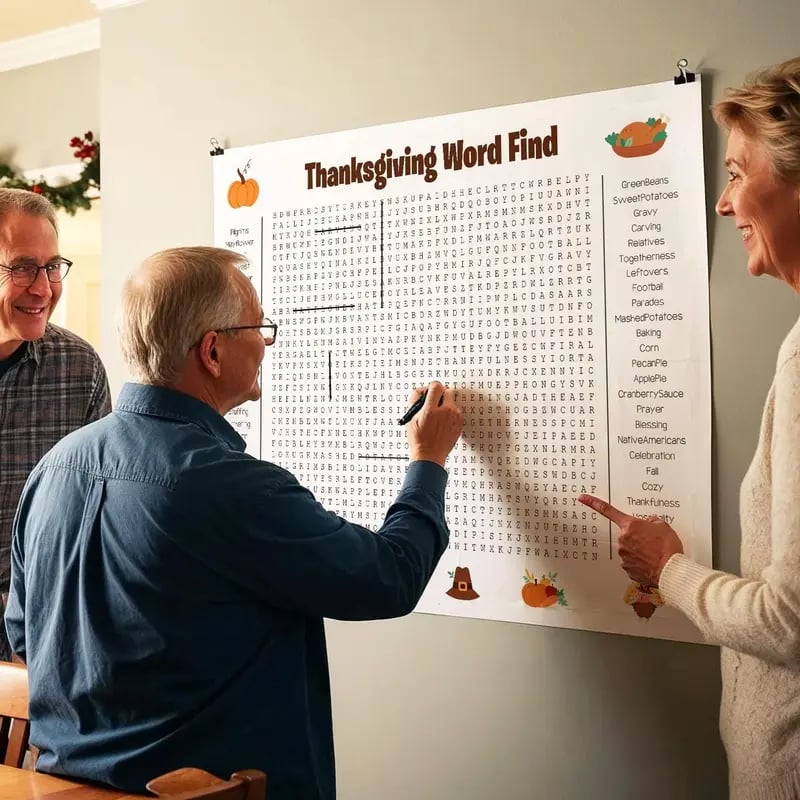 🦃🎉 Jumbo Thanksgiving Word Search Poster – Giant 36"x24" Fun!