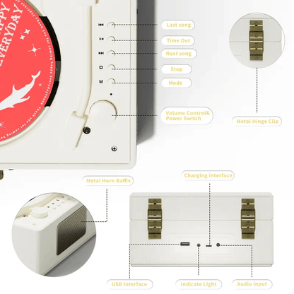 🔥Hot Sale 49% off🌟🎧Yintiny Rechargeable Leather CD Player with Speaker & Bluetooth Transmitter💿✨