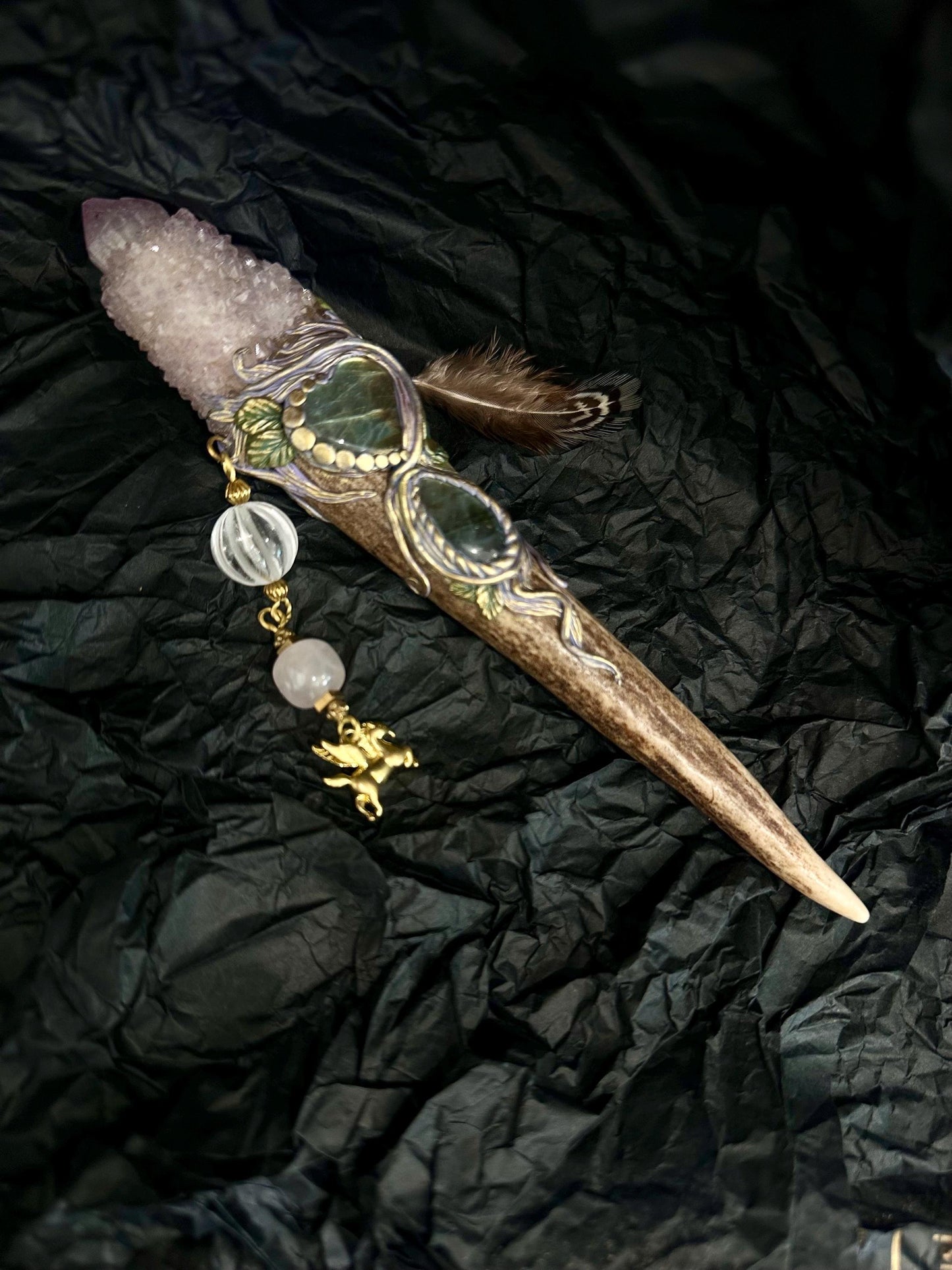 🔮 Crystal Wand – Spirit Quartz (One of a Kind) ✨ Rituals, and Decor, Crystal Healing Wand, Spelling Wand Witch Tool