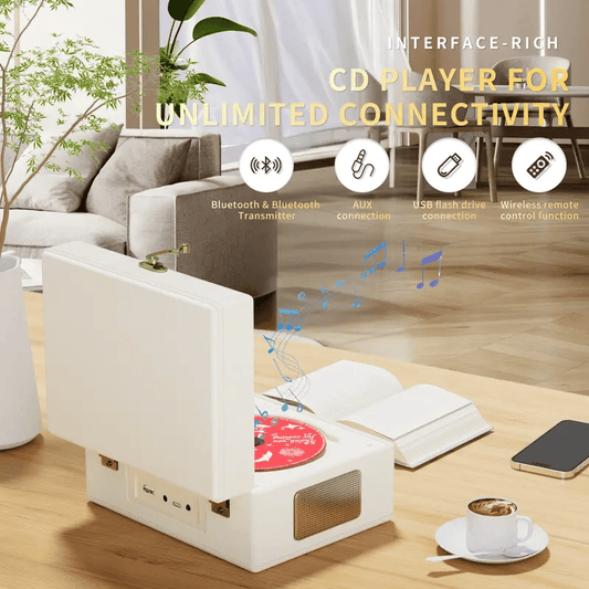 🔥Hot Sale 49% off🌟🎧Yintiny Rechargeable Leather CD Player with Speaker & Bluetooth Transmitter💿✨