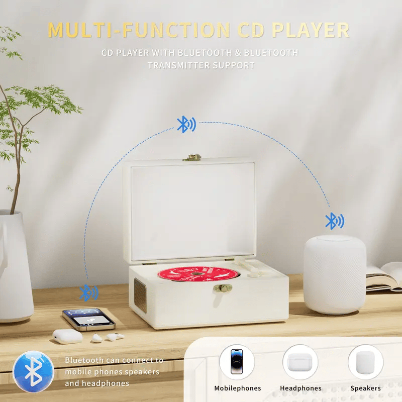 🔥Hot Sale 49% off🌟🎧Yintiny Rechargeable Leather CD Player with Speaker & Bluetooth Transmitter💿✨