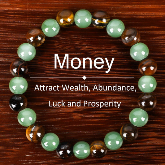 🏆 50K+ SOLD!🍀-💰Money Attraction Bracelet with Green Aventurine & Tiger Eye
