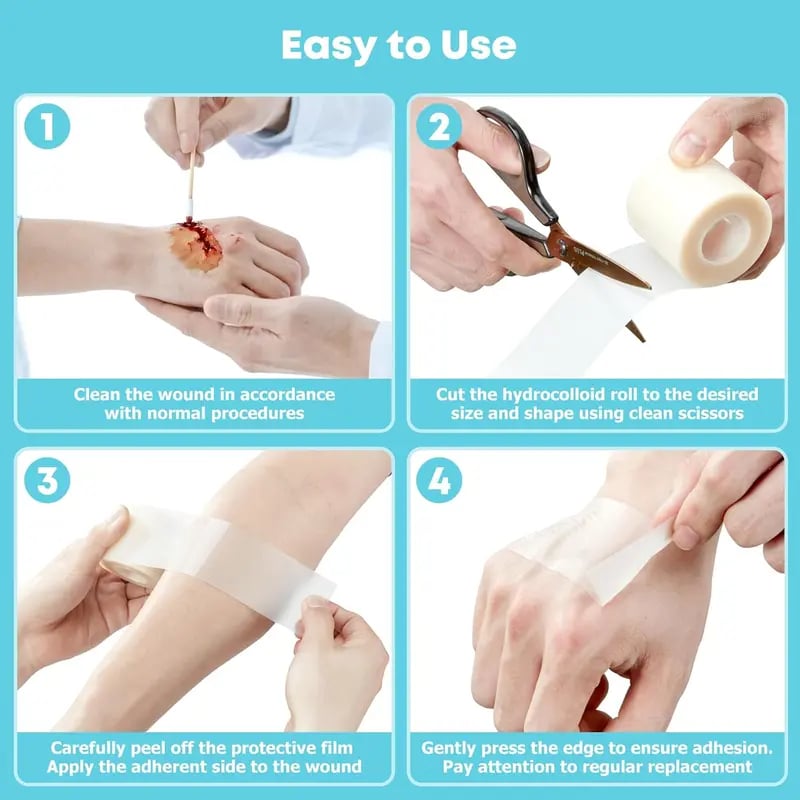 LIFARA Hydrocolloid Roll for Wound Care(2in*10ft, 19.7mil/ 0.5mm Thickness)