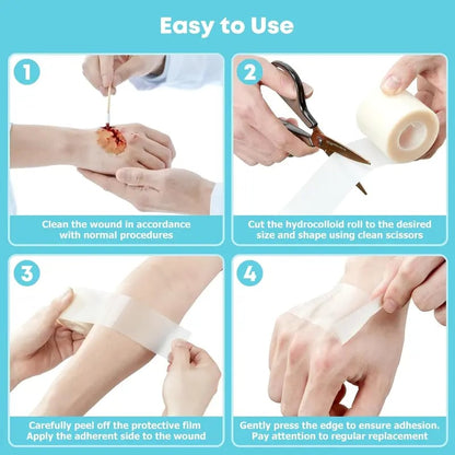 LIFARA Hydrocolloid Roll for Wound Care(2in*10ft, 19.7mil/ 0.5mm Thickness)
