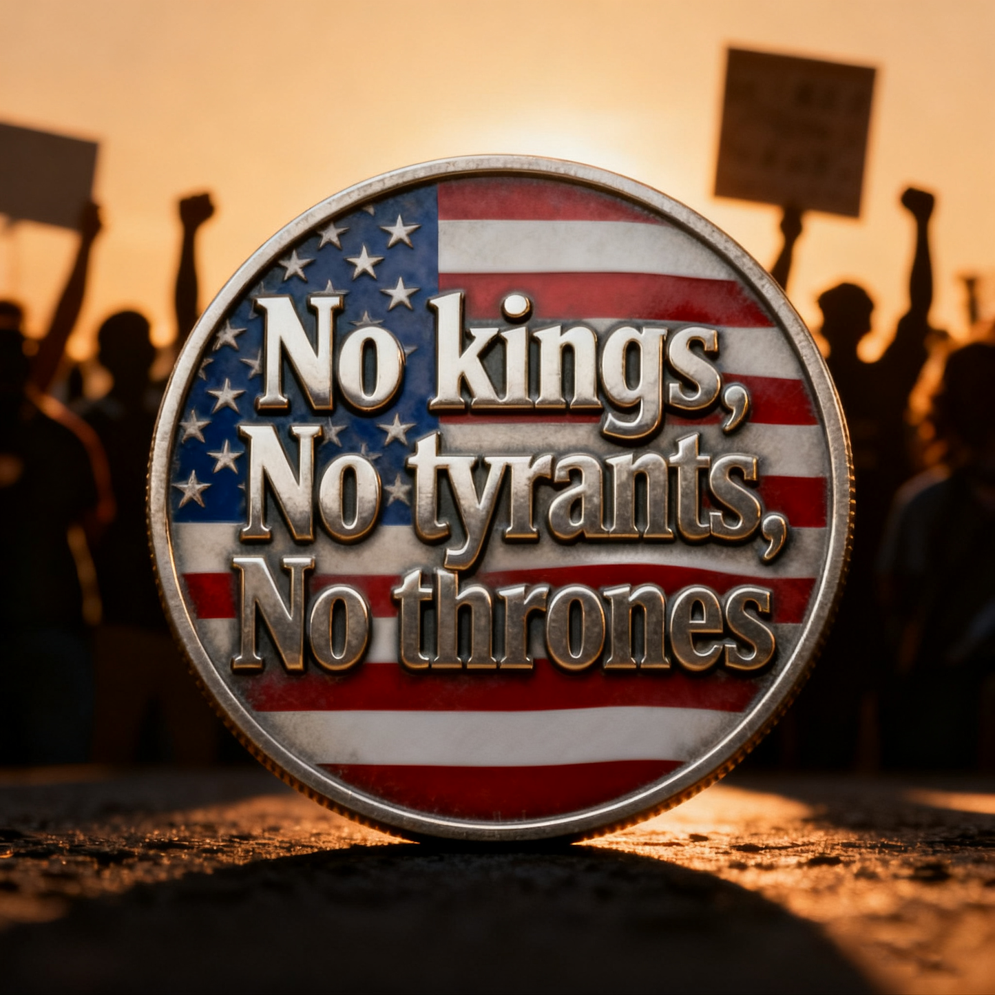No Kings. No Tyrants. No Thrones. — The Spirit of 1776, Forged in Metal
