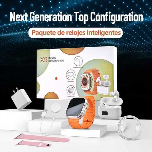 🏆 #1 Bestselling🏆--Smartwatch 6-in-1 Kit: Smartwatch, Bluetooth headphones, 20W fast charger, Type-C fast-charging cable, adapter, and audio support—compact and portable