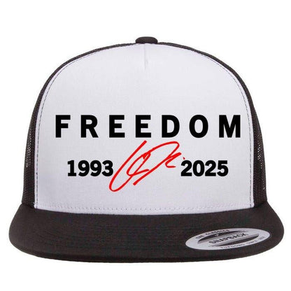 🔥Hot Sale 49% OFF🔥Freedom Red Signature 1993-2025 Charlie Kirk Tribute Faith Christian Truth Rest In Peace RIP Flat Bill Trucker Hat Baseball Cap