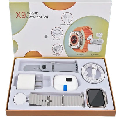 🏆 #1 Bestselling🏆--Smartwatch 6-in-1 Kit: Smartwatch, Bluetooth headphones, 20W fast charger, Type-C fast-charging cable, adapter, and audio support—compact and portable