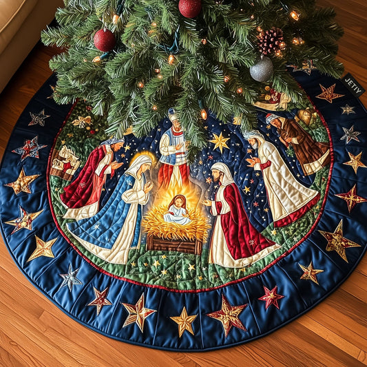 Bethlehem Peace Christmas Quilted Tree Skirt