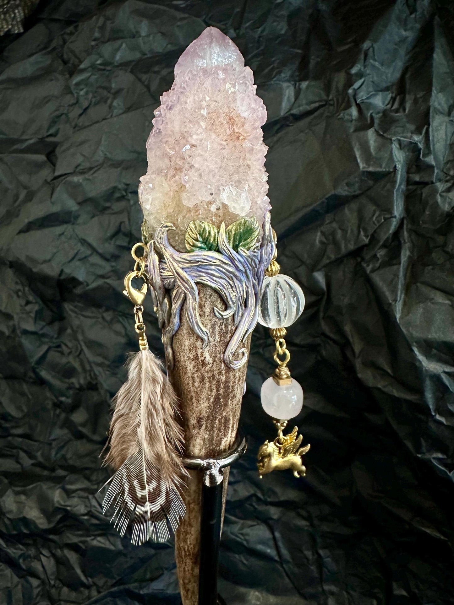 🔮 Crystal Wand – Spirit Quartz (One of a Kind) ✨ Rituals, and Decor, Crystal Healing Wand, Spelling Wand Witch Tool