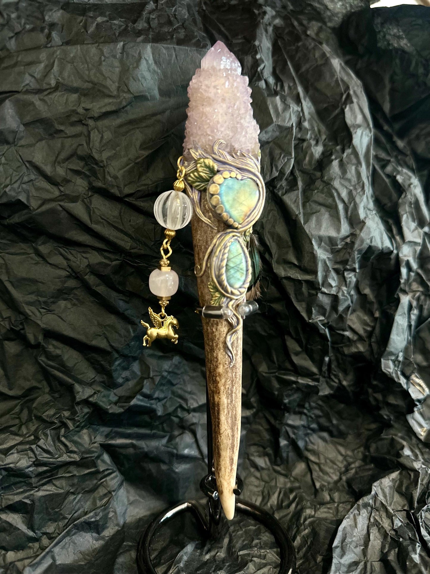 🔮 Crystal Wand – Spirit Quartz (One of a Kind) ✨ Rituals, and Decor, Crystal Healing Wand, Spelling Wand Witch Tool