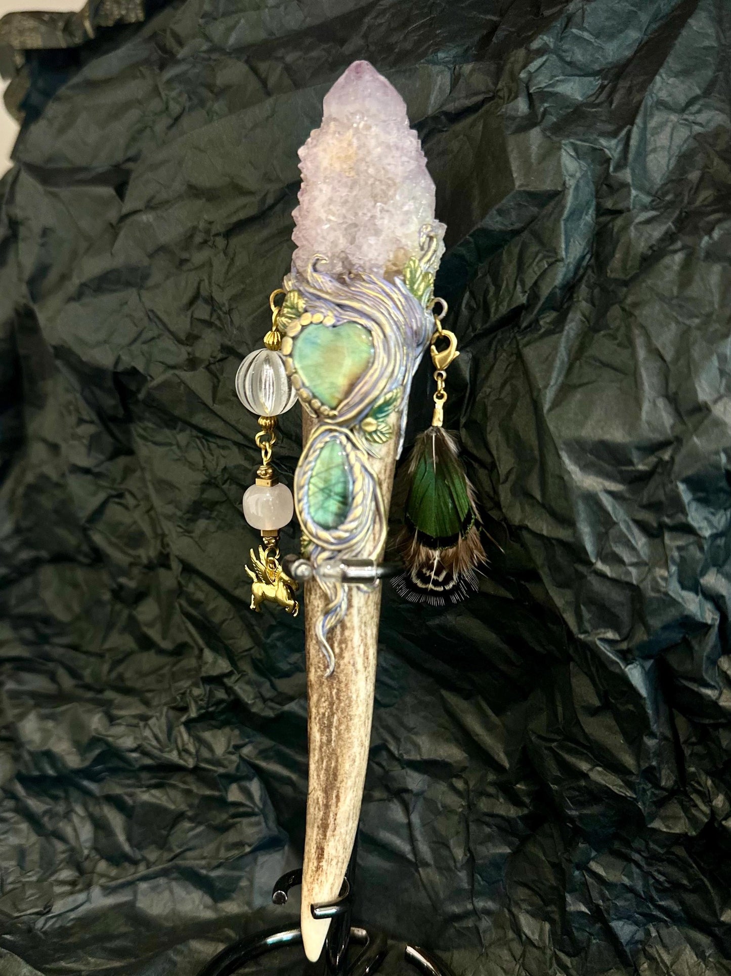 🔮 Crystal Wand – Spirit Quartz (One of a Kind) ✨ Rituals, and Decor, Crystal Healing Wand, Spelling Wand Witch Tool