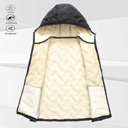 A black hooded fleece vest, suitable for autumn and winter daily warmth style, easy to adjust the hood for autumn and winter