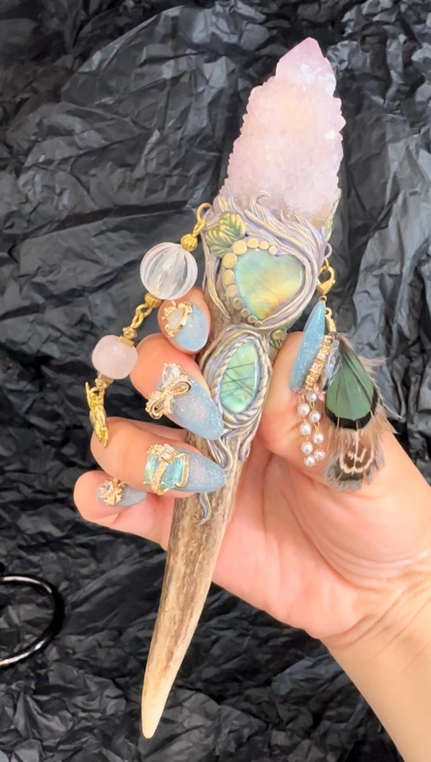🔮 Crystal Wand – Spirit Quartz (One of a Kind) ✨ Rituals, and Decor, Crystal Healing Wand, Spelling Wand Witch Tool