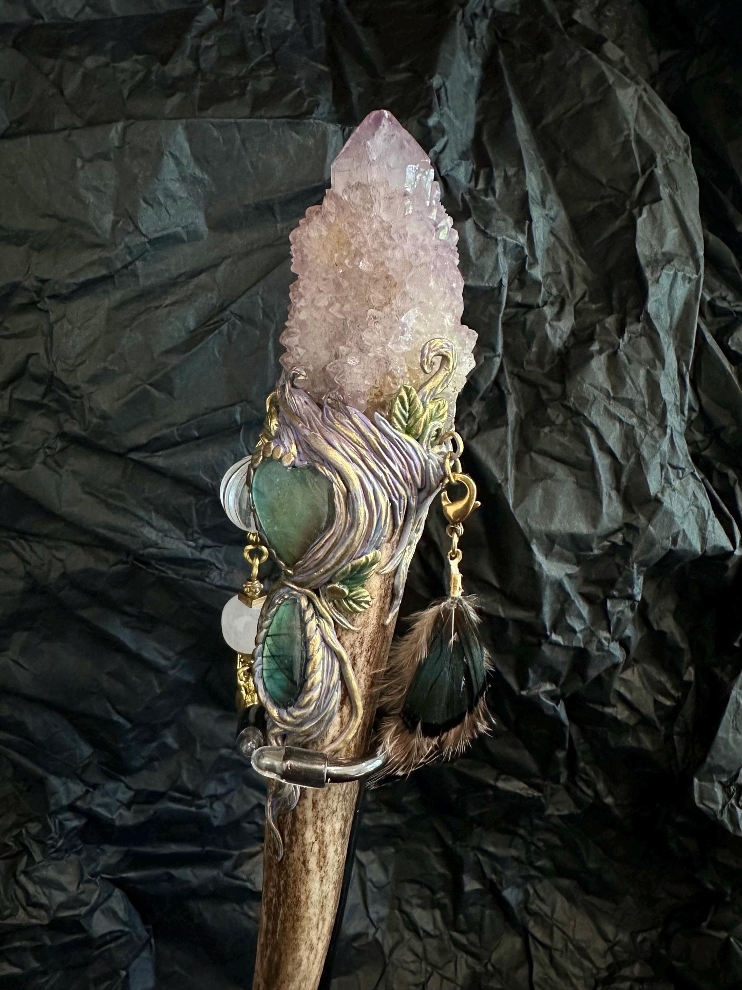 🔮 Crystal Wand – Spirit Quartz (One of a Kind) ✨ Rituals, and Decor, Crystal Healing Wand, Spelling Wand Witch Tool