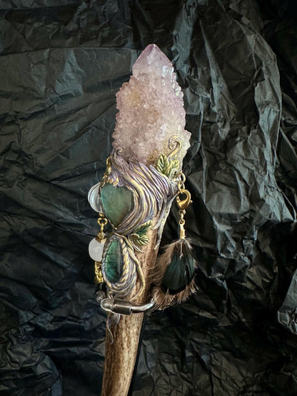 🔮 Crystal Wand – Spirit Quartz (One of a Kind) ✨ Rituals, and Decor, Crystal Healing Wand, Spelling Wand Witch Tool