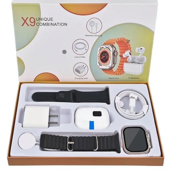 🏆 #1 Bestselling🏆--Smartwatch 6-in-1 Kit: Smartwatch, Bluetooth headphones, 20W fast charger, Type-C fast-charging cable, adapter, and audio support—compact and portable